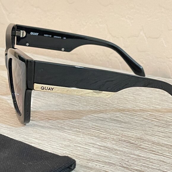 Quay Australia Sunglasses By The Way Black Cateye with Pouch and Cloth main image 7